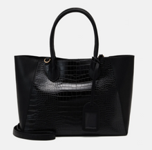 Load image into Gallery viewer, Zwarte handtas met croco print
