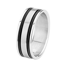 Load image into Gallery viewer, Stalen herenring met zwarte accenten - My Accessoirent