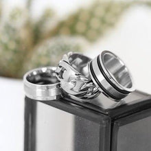 Load image into Gallery viewer, Stalen herenring met zwarte accenten - My Accessoirent
